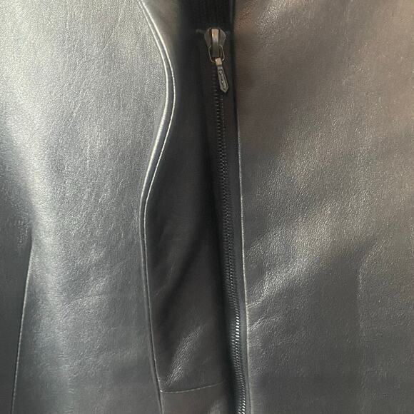 Lafayette 148 New‎ York Leather Merino Wool Mix Black Jacket Size 6 - Picture 6 of 6